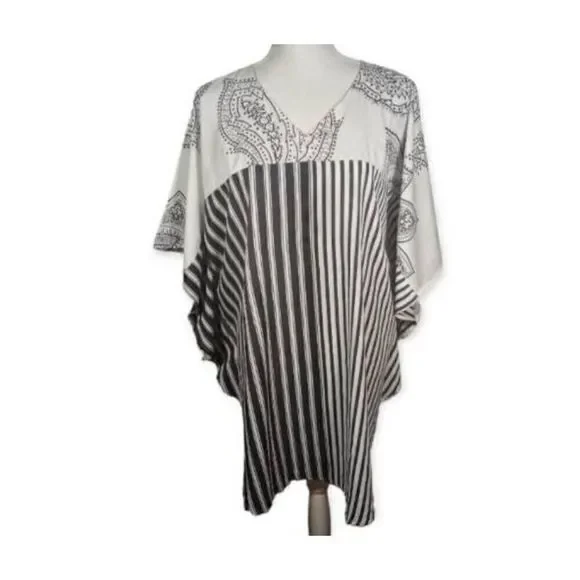 GRAY & WHITE KIMONO ONE SIZE EUC