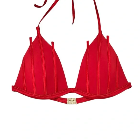 LA PERLA Red Striped Bikini Swimsuit Swim Top sz 10