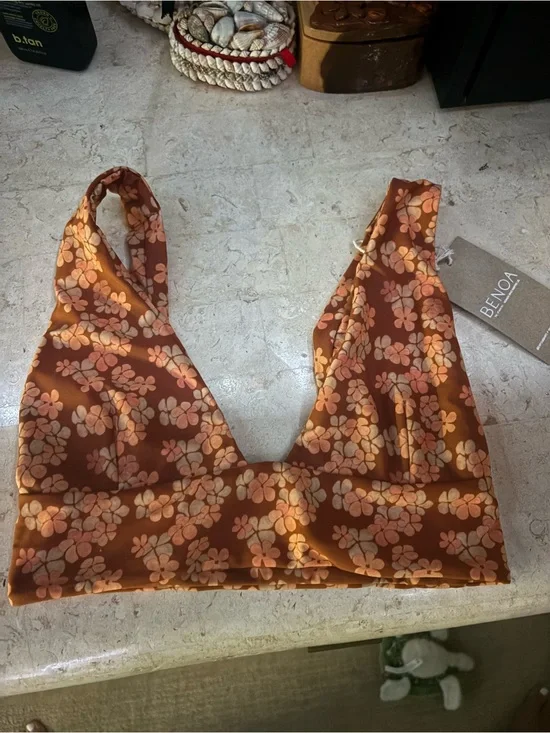 Benoa Swim Floral Bralette - Rust Brown & Peach