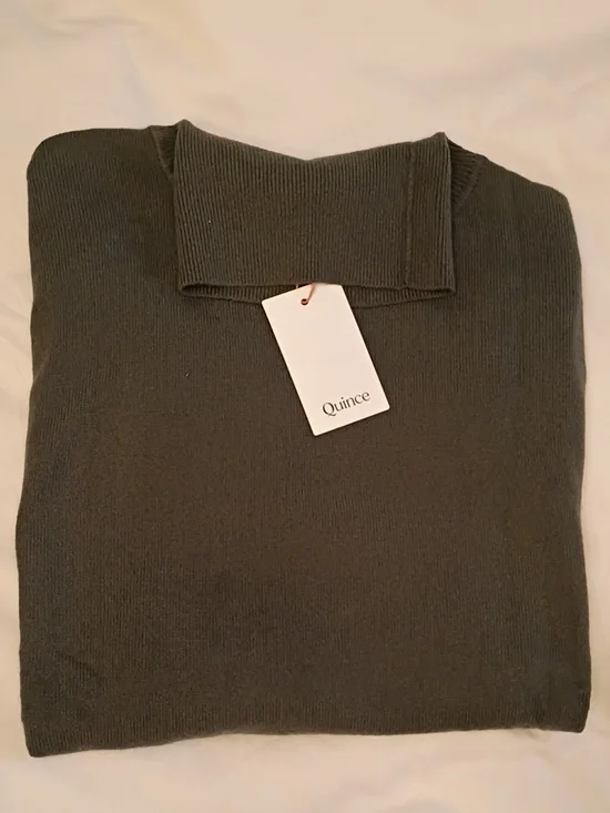 Quince Men's Dark Olive Cashmere Turtleneck Sweater