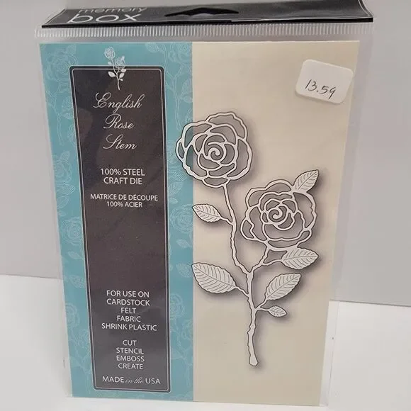 Memory Box English Rose Stem & Single Rose Stem Craft Die Set of 2 NEW