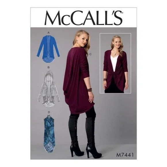 McCalls Sewing Pattern MP283 Jacket Vest Misses Size L-XXL Open Tie‎ Front Drape