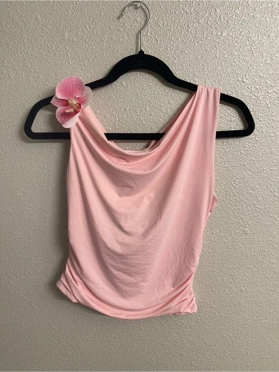 White Fox Boutique Soft Pink Draped Cowl Tank