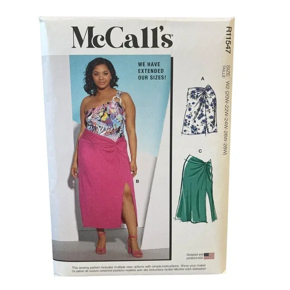 McCall's R11547 Women's Knit Skirts Plus Size 20W-28W UNCUT FF