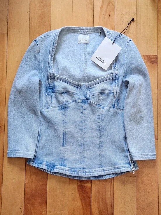 Isabel Marant Vanio Denim Corset Top - FR 36