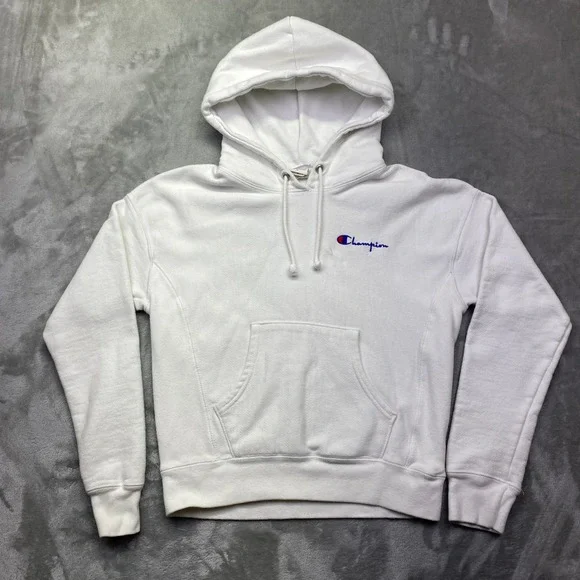 Champion Reverse Weave Hoodie Womens Extra Small XS Sweatshirt Pullover White‎