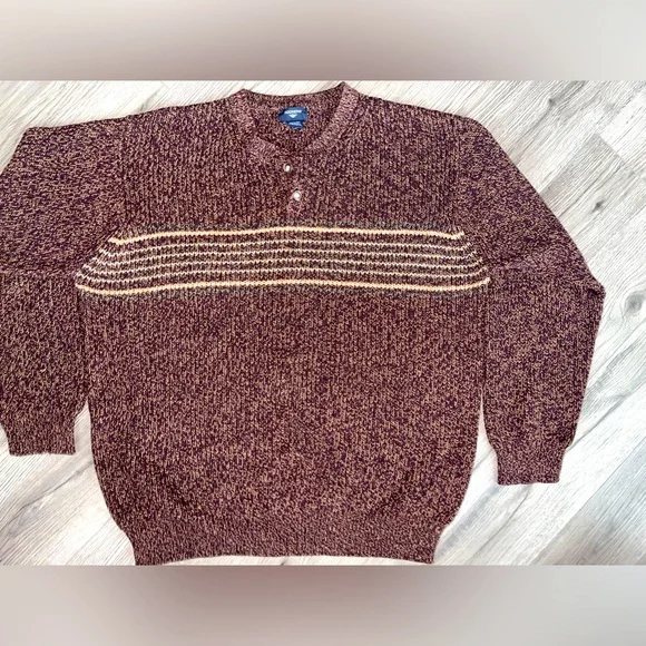 Vintage Dockers Brown 2‎ button Crewneck Sweater Size XLT