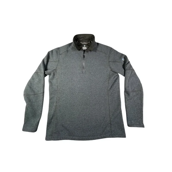 Kuhl Mens Quarter Zip Pullover Sweater Charcoal Heather Grey Medium Hiking Layer