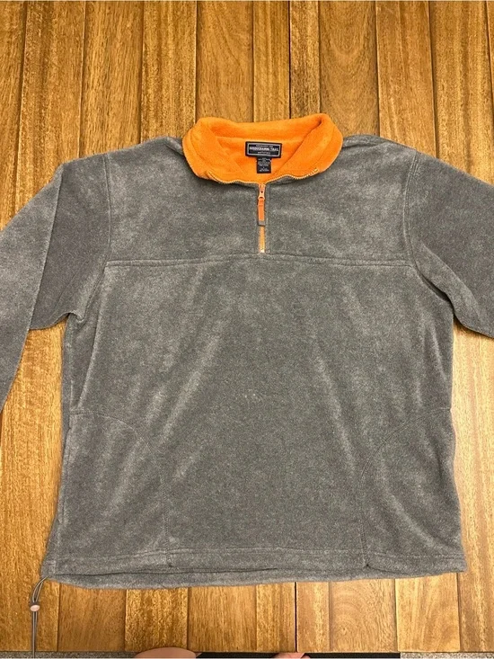 VTG Susquehanna Trail Fleece Jacket Mens Gray Orange Quarter Zip Gorpcore Warm L