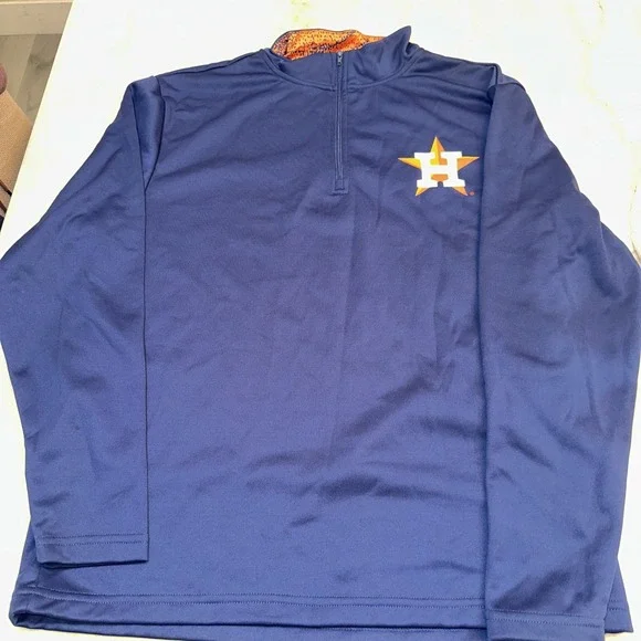 Houston Astros Mens Size M Pullover Sweater MLB Quarter-Zip Official Top‎