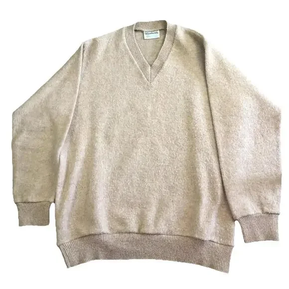 Manawatu 100% Wool V Neck Sweater Brown Mens XL 107cm‎ New Zealand