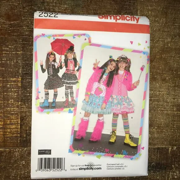 Simplicity Sewing Pattern 2522 Girls Kawaii Japanese Streetwear Costume UNCUT
