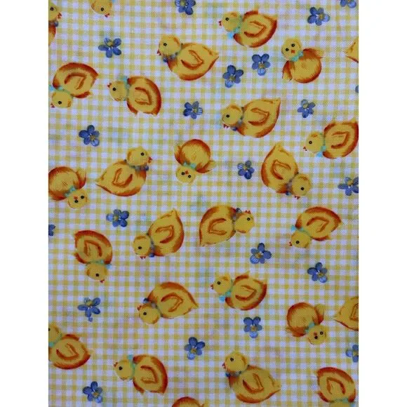 Vintage Woodrow Studio Ducks Gingham Floral Cotton Fabric 29