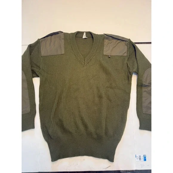 Sancino SRL Italian Army Military Commando Sweater V-Neck Wool Olive Drab Large