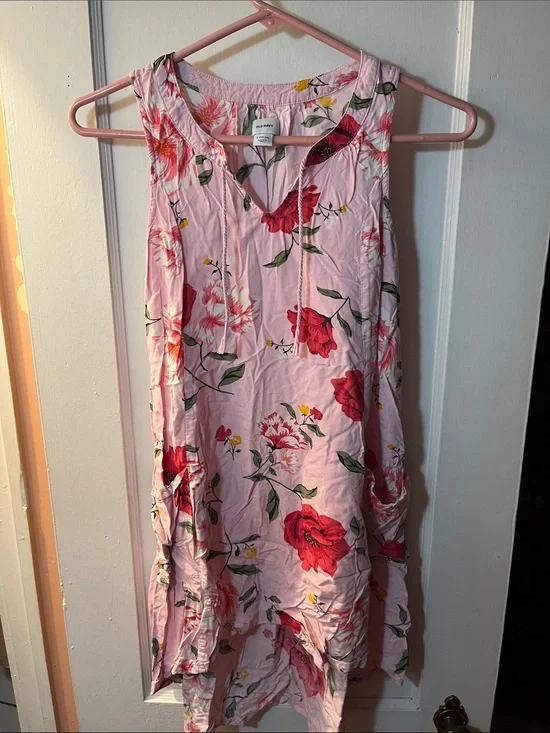 Old Navy Pink Floral Sleeveless High-Low Tunic Dress