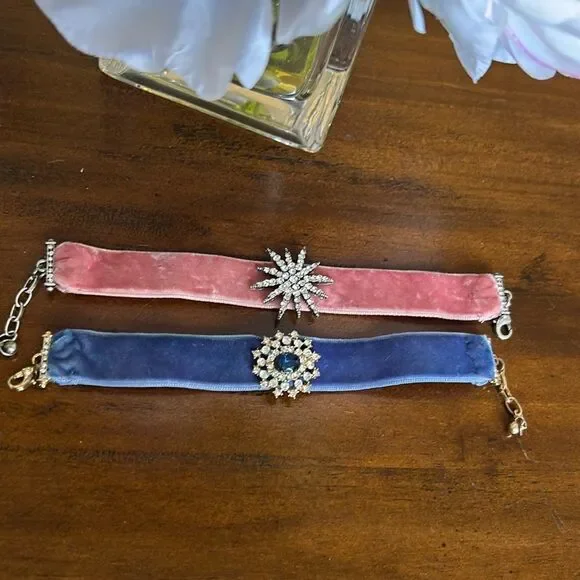 Bracelet velvet material with crystals designs NWOT
