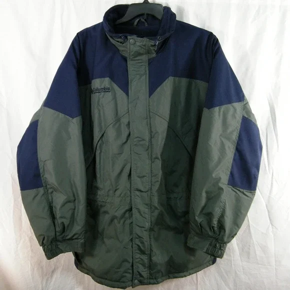 Columbia Sportswear Insulated Parka‎ Jacket Mens XXL Green Blue Colorblock Vtg