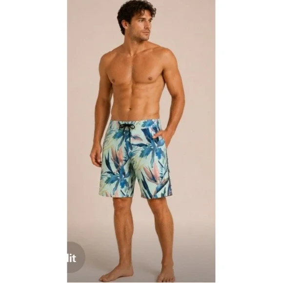 Hurley Phantom Board Shorts Mens 36 Mint Green Floral John John Florence