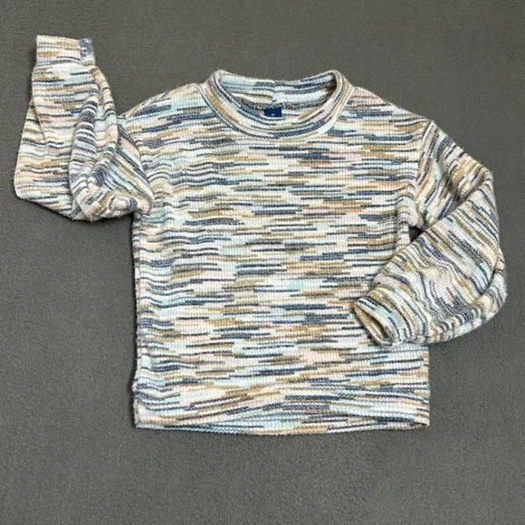 Old Navy Knit Top Kids 5T Blue Space Dye Mock Neck Long Sleeve Sweater