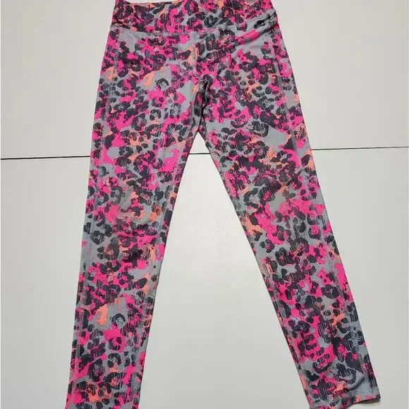 Old Navy Active Pant Girls Size 8 GoDry Hot Pink Leopard Legging Comfort Stretch