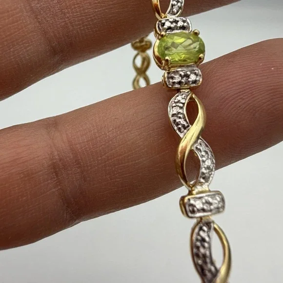 Vintage Ross Simons‎ Peridot 925 Sterling Silver Tennis Bracelet Sz 7