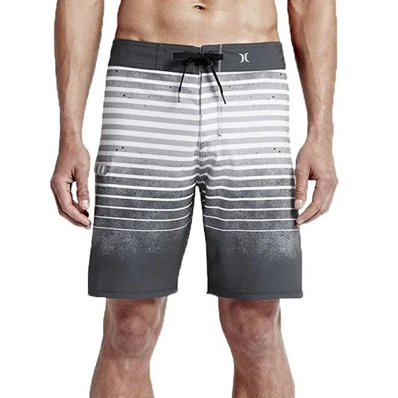 Hurley Riviera Phantom Shorts Men 31 Dark Grey New Striped Board Shorts