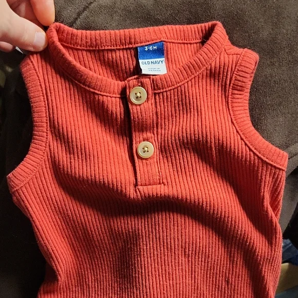 Old Navy 3-6 Months Kids Orange Red Ribbed Tank Top Sleeveless Onesie
