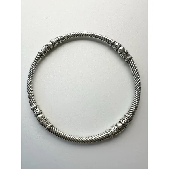 Brighton Cable Bangle Bracelet Silver Plated 8.15”
