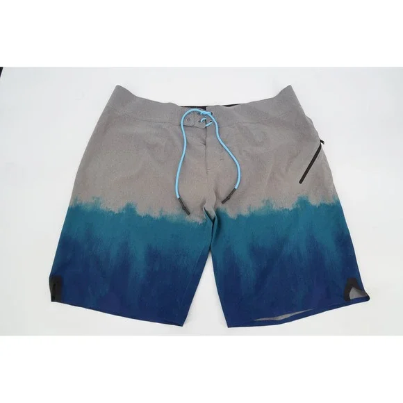 Lululemon El Current Board Shorts Mens 38 Gray Blue Ombre Fade Surf Swim Trunks