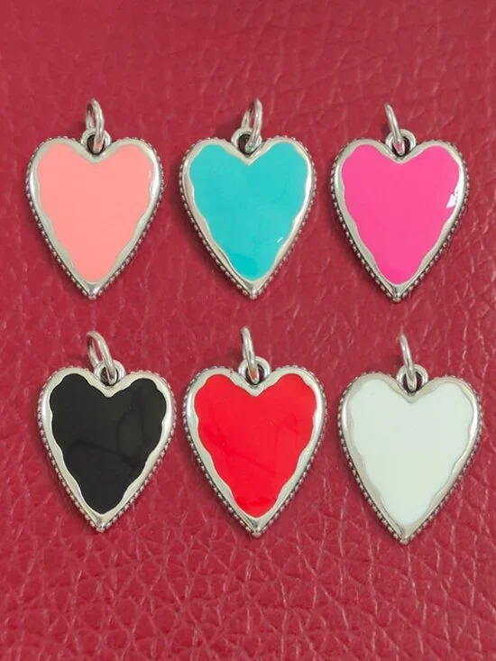 James Avery Enamel Heart Charm Sterling Silver Pendant with box
