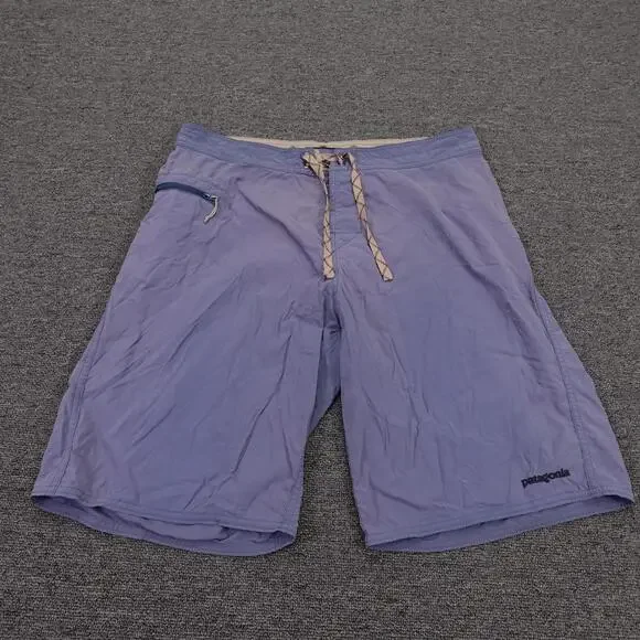 Patagonia Board Shorts Mens 32 Purple Solid Swim Trunks Drawstring Pockets