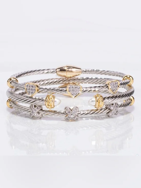My Best Kept Jewelry Mixed Metal Cable Bracelet Stack Set NWT