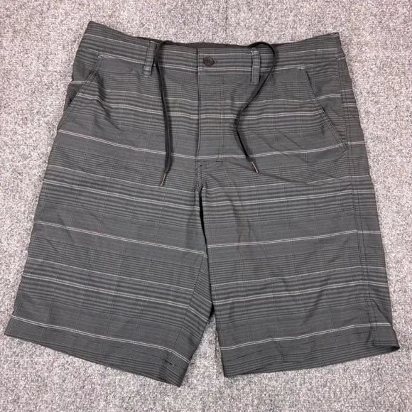 Mossimo Supply Co Mens Gray Plaid Hybrid Shorts Size W34 Board Shorts Drawstring