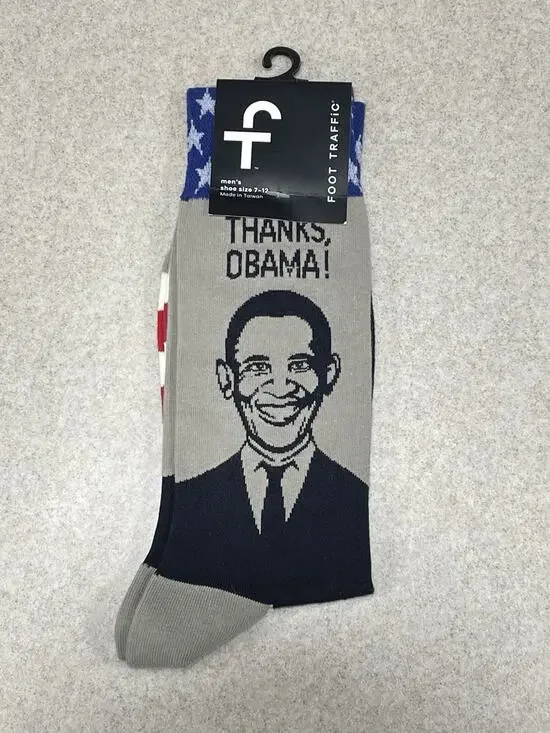 NWT FOOT TRAFFIC Mens Socks-Former President Obama Shoe Size 7-12 THANKS, OBAMA!