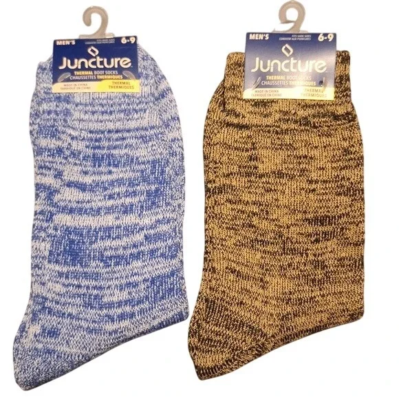 Juncture Thermal Boot Sock Bundle Blue Brown Marled Size 6-9 NEW‎
