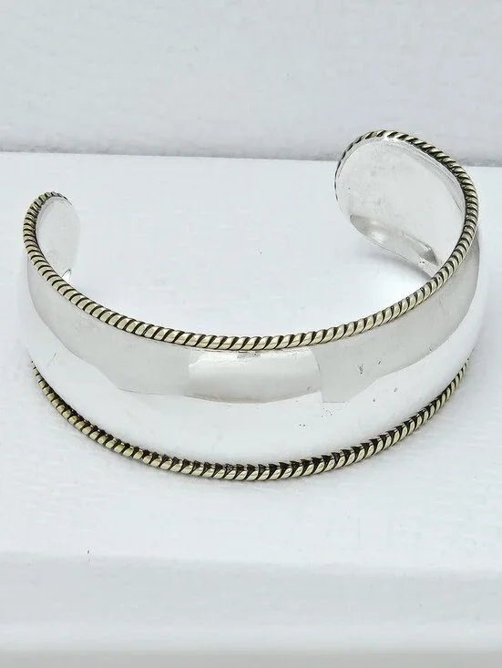 Silpada Rare Sterling Silver Braided/Twisted Brass Vintage Cuff XB168/B0168