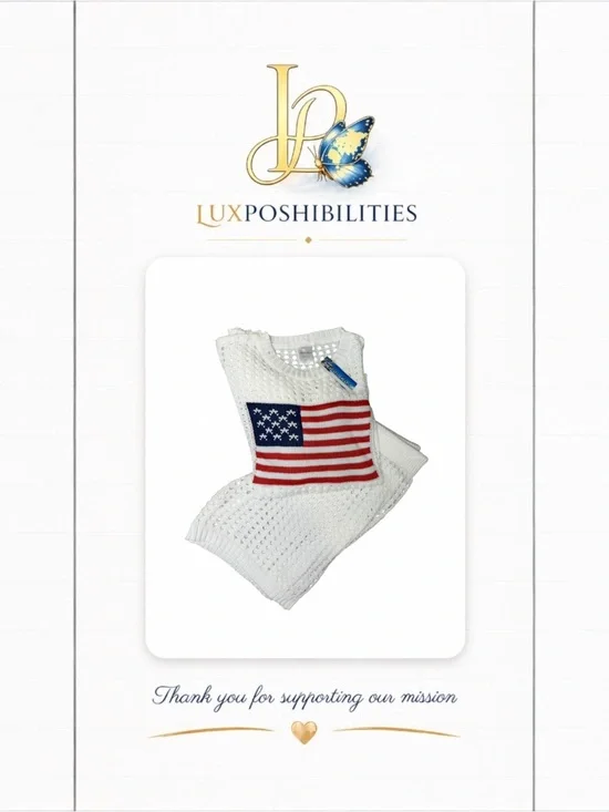 Cha Cha L NWT Knit Tank with American Flag Patch