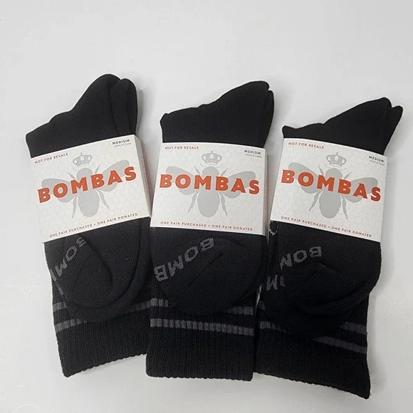 Bombas Sz M Calf Crew Socks 3 Pairs NEW Bee Better Men's 6 - 9 Women's 7-11 1/2