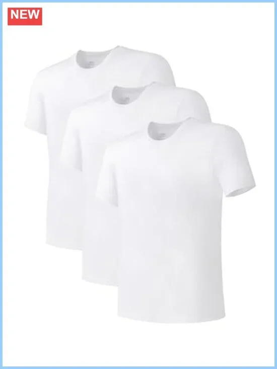 Men's Bamboo Rayon Crew Neck Undershirts 3 Pack Moisture Wicking