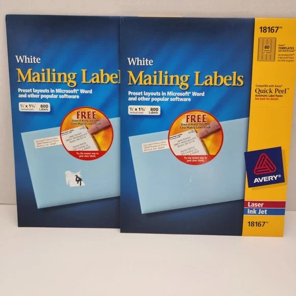 2 Pack Avery 18167 Easy Peel White Return Address Labels Laser Inkjet 1600 Total