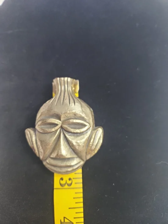 Brass Tribal Face Lapel Pin - Gold Tone