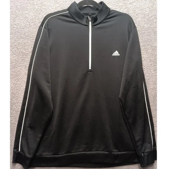 Adidas Golf L Black 1/4 Zip Pullover Top Men RN88387 Athletic Training Layer Sof