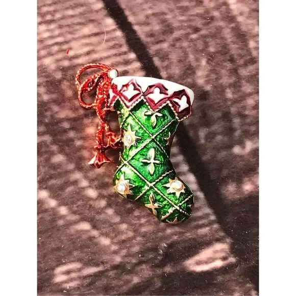 Crystal Christmas Stocking Brooch‎
