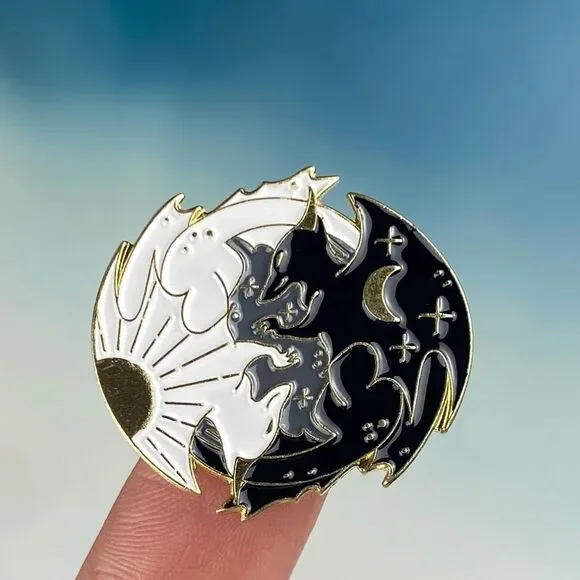 Dragon Ying Yang Enamel Pin/ Brooch Lapel