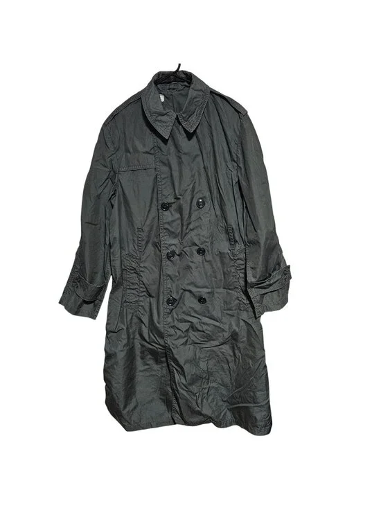 Vintage Military Double Breasted Raincoat Mens Size 40R Army Green 274 Belt
