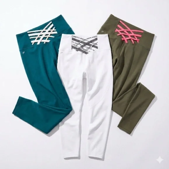 Fabletics PowerHold workout leggings bundle of 3 strappy back fits XS