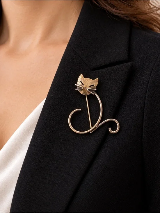 Beau B Sterling Silver Cat Brooch