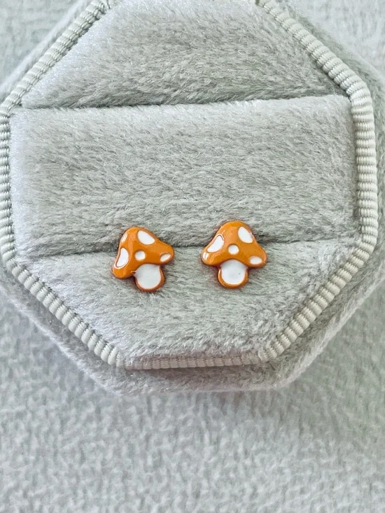 Orange mushrooms earrings