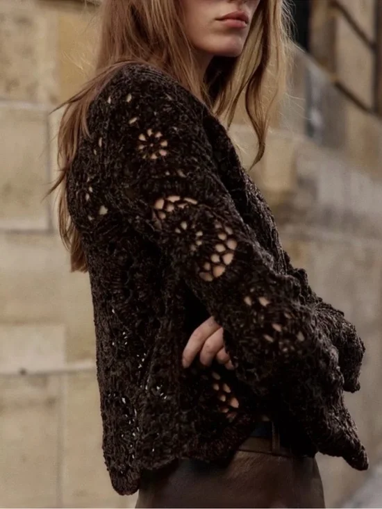 Zara Bell Sleeve Crochet Sweater