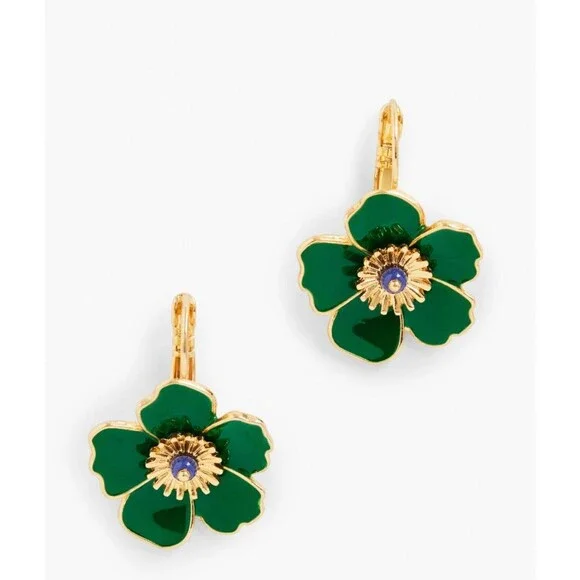 Talbots Green Fall Floral Drop Earrings